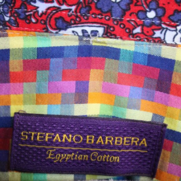 Stefano Barbera SZ S Geometric Multicolour Men's Eqyptian Cotton Button Up Shirt - Picture 10 of 16